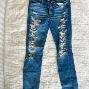 American Eagle Outfitters Ripped Blue Skinny Jeans Size 8